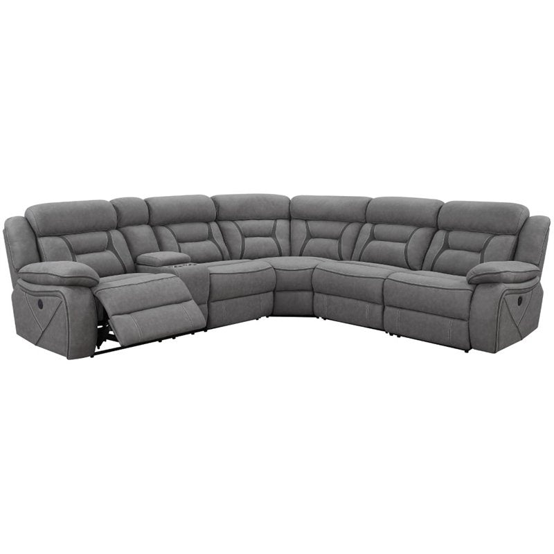 Higgins Four-Piece Upholstered Power Sectional Grey