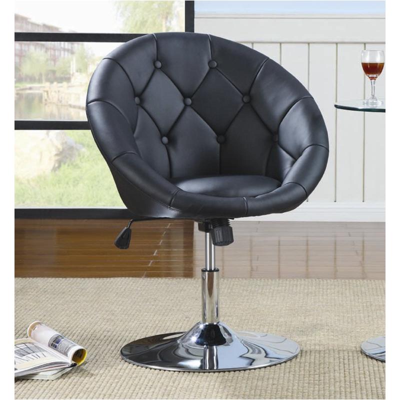 Round Tufted Swivel Chair Black and Chrome