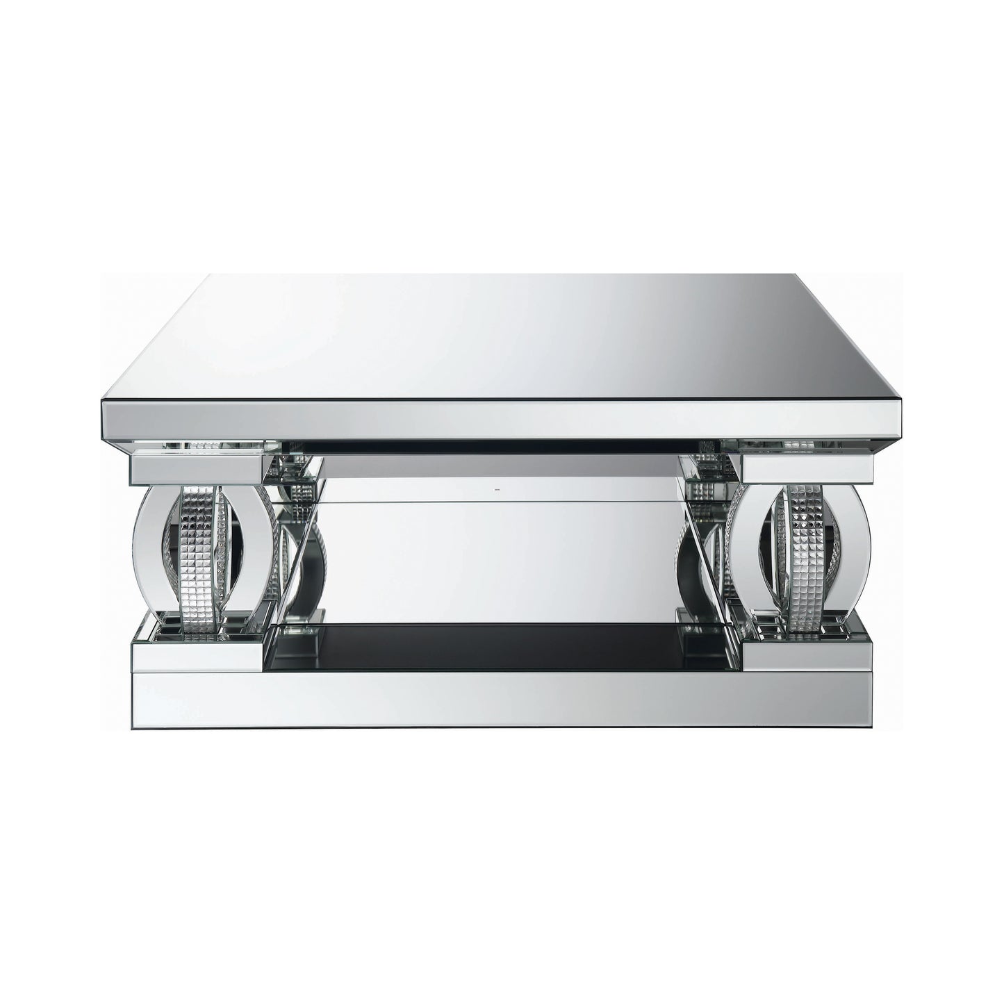 Avonlea Square Coffee Table with Lower Shelf Clear Mirror