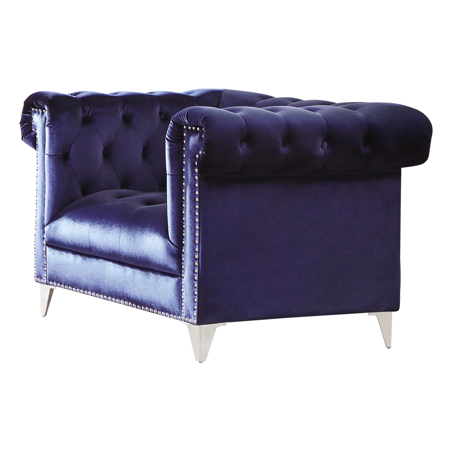 Bleker Tufted Tuxedo Arm Chair Blue