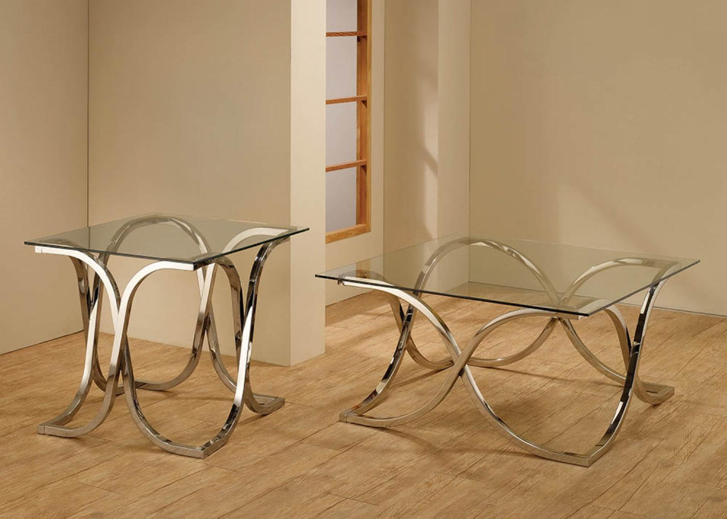 Curved X-shaped Coffee Table Nickel and Clear