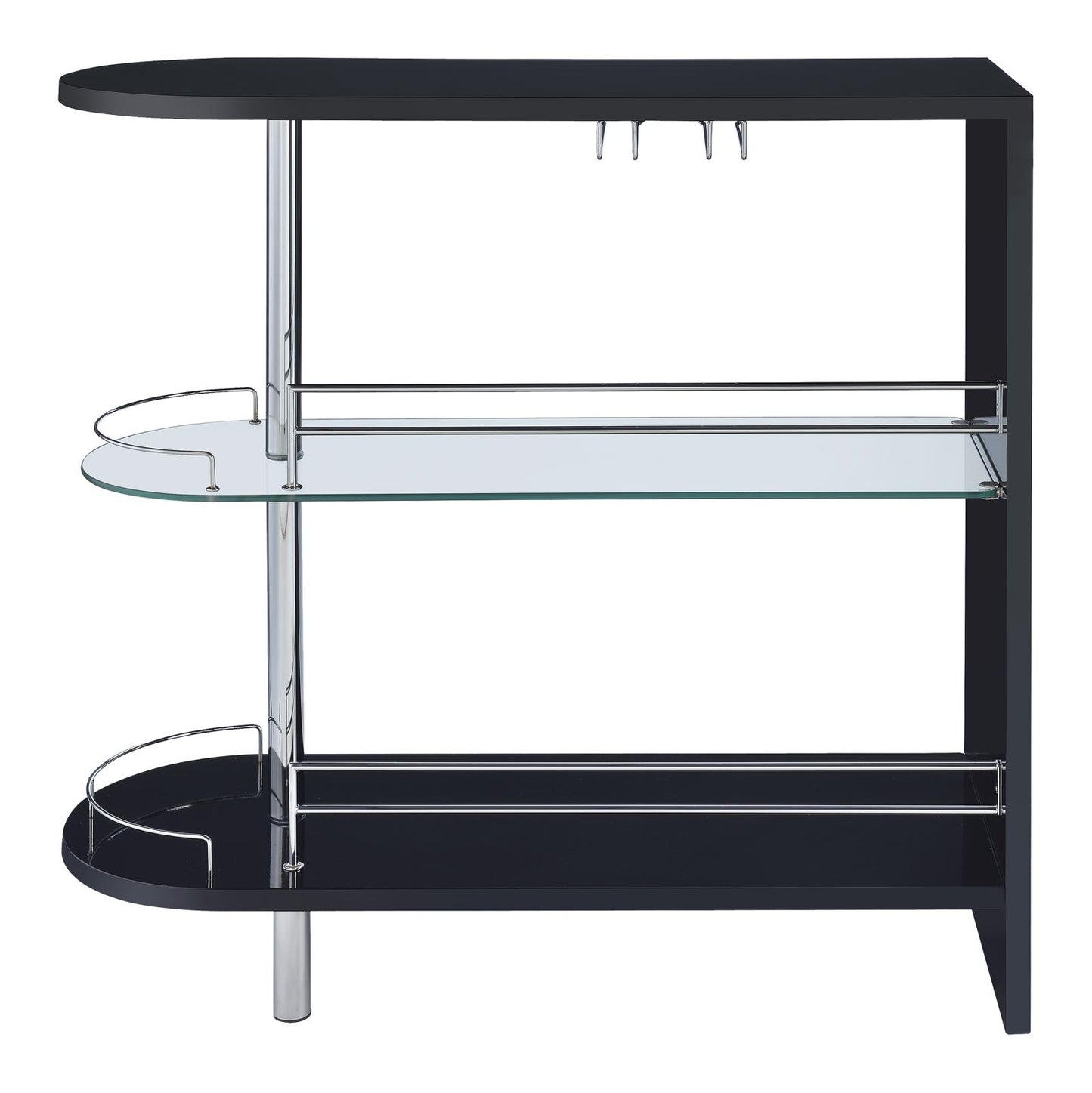 Adolfo 3-tier Bar Table Glossy Black and Clear