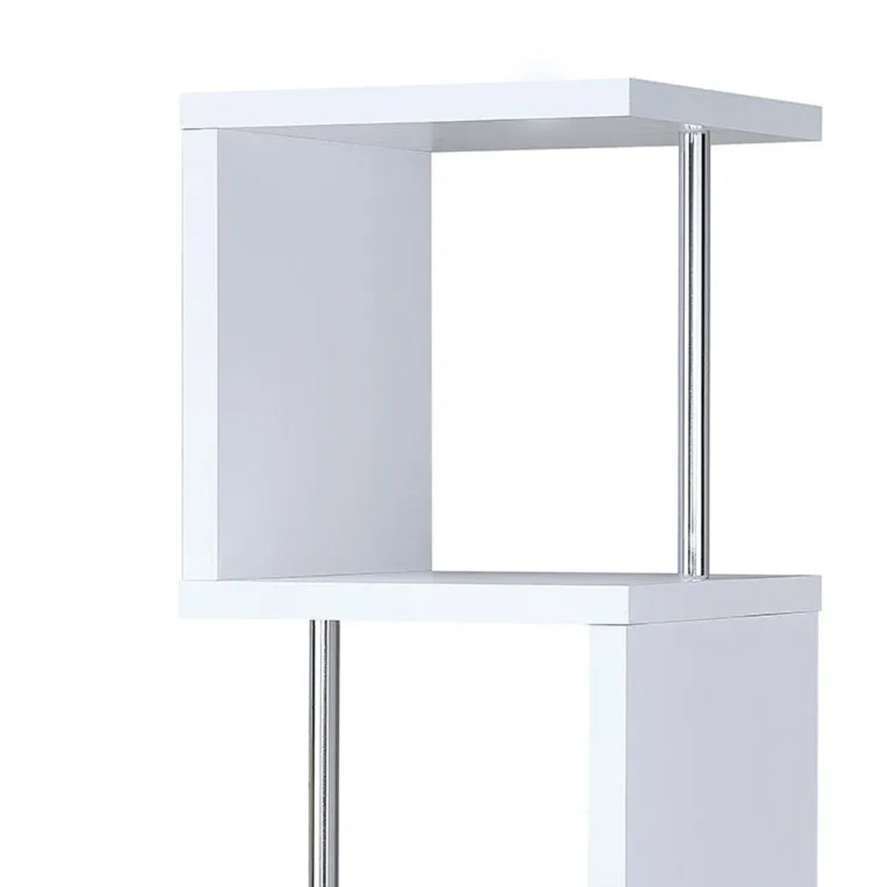 Baxter 4-shelf Bookcase White and Chrome