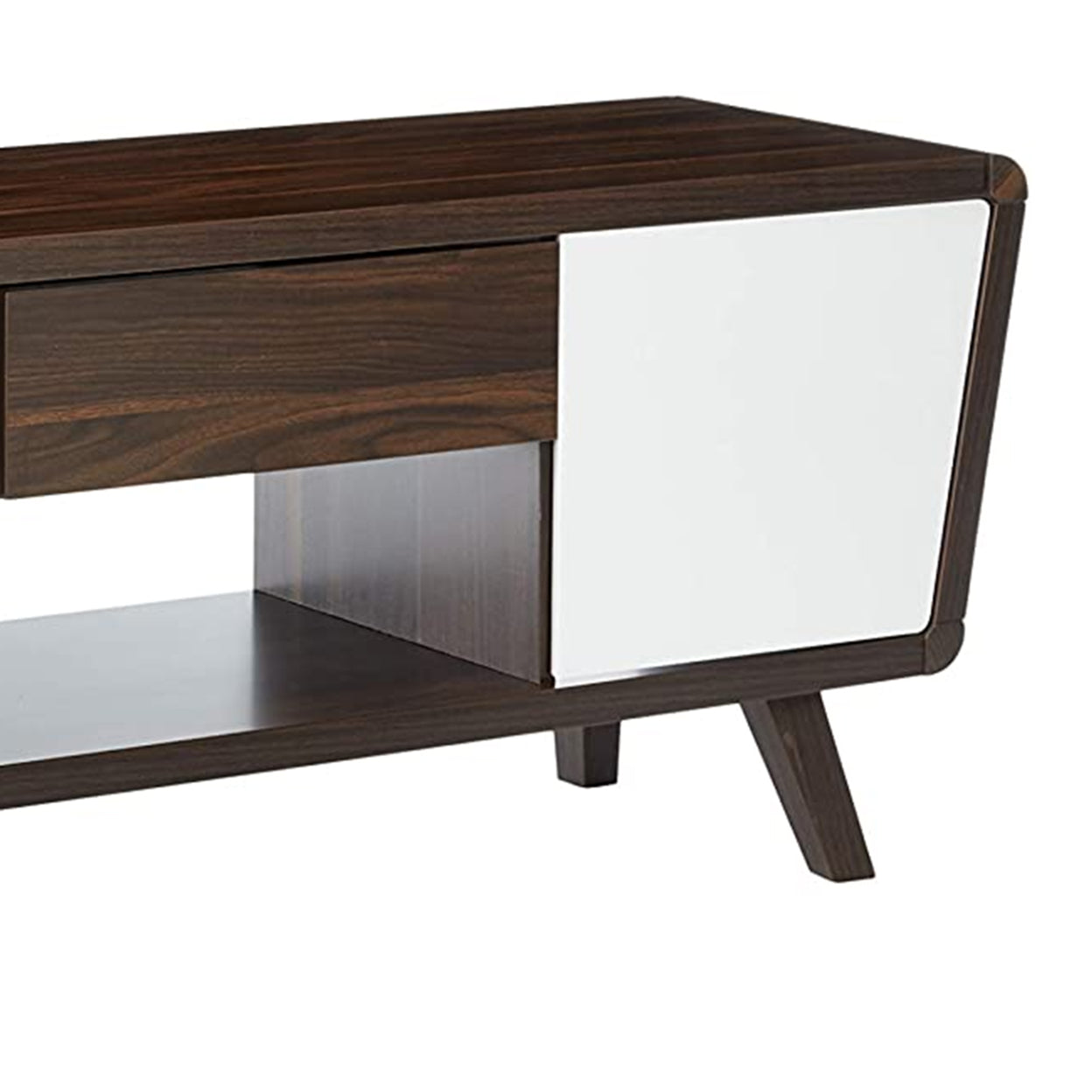2-drawer TV Console Dark Walnut and Glossy White