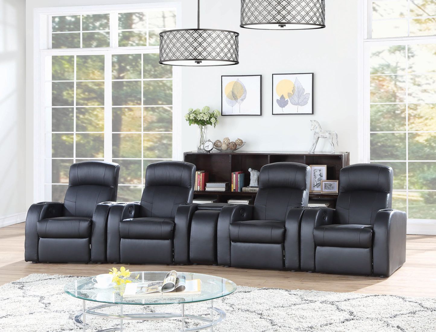 Cyrus Home Theater Upholstered Console Black