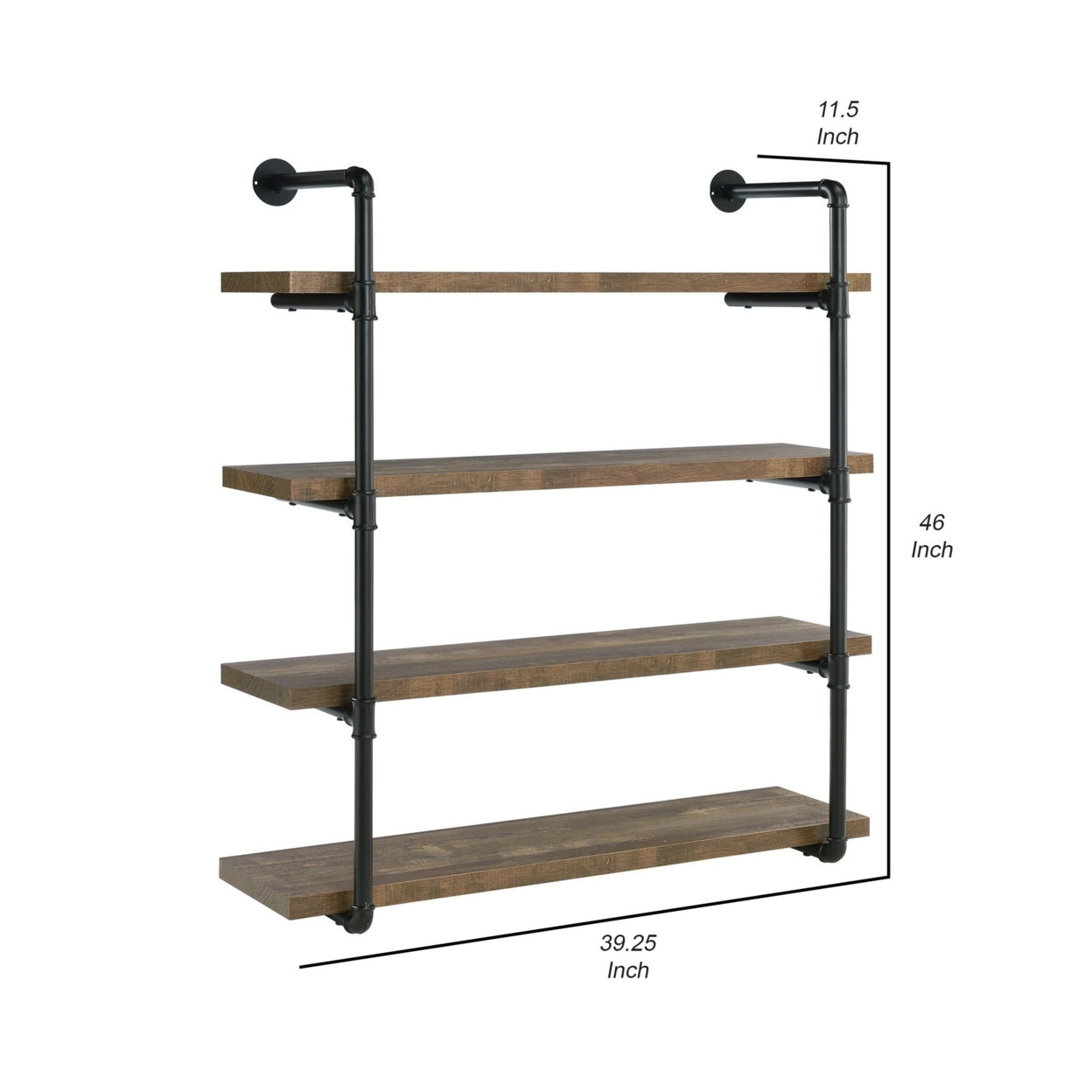 Elmcrest 40-inch Wall Shelf Black and Rustic Oak