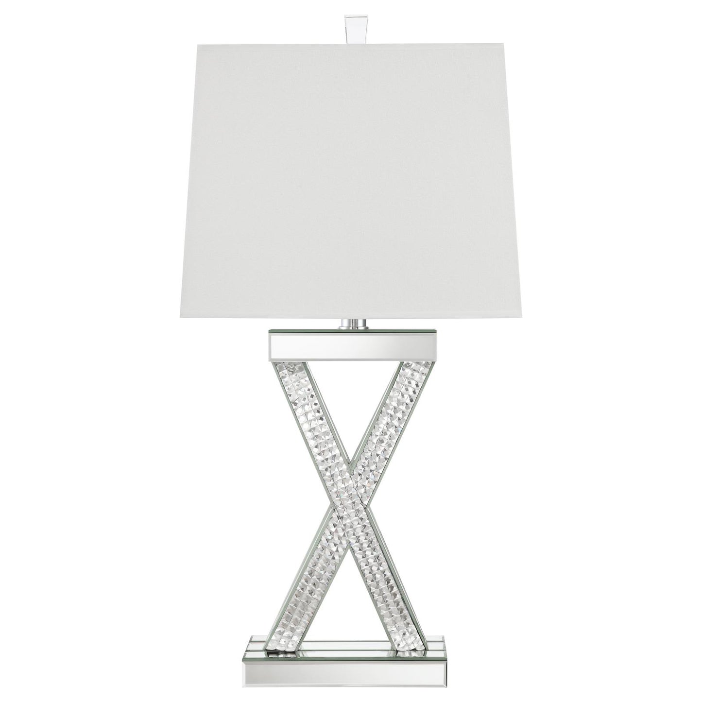 Dominick Table Lamp with Rectangle Shade White and Mirror