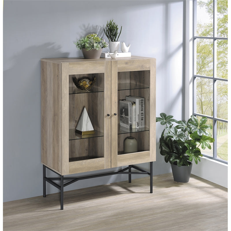 2-door Accent Cabinet with Glass Shelves