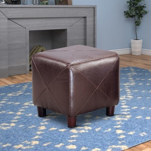 Cube Shaped Ottoman Dark Brown
