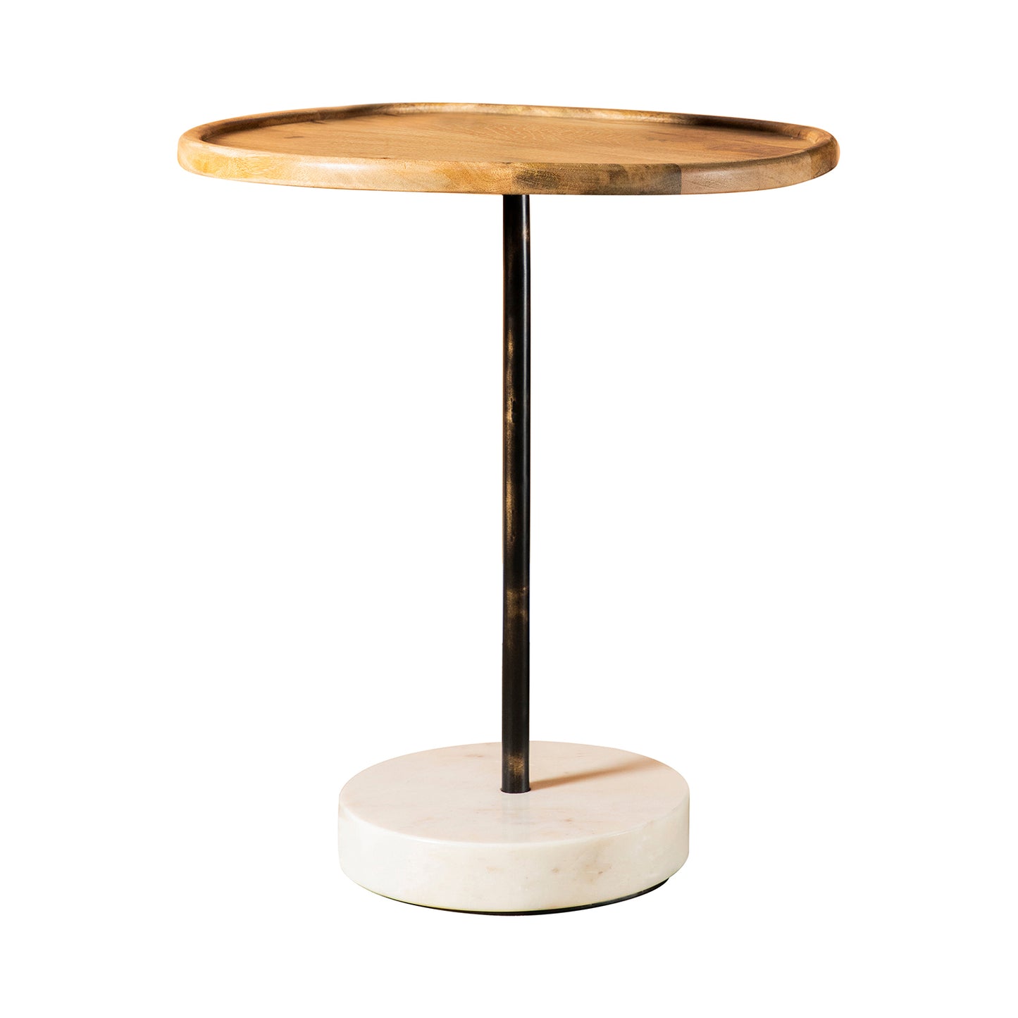 Round Wooden Top Accent Table Natural and White
