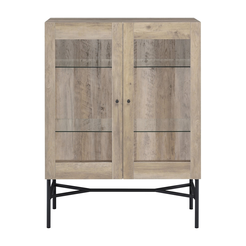 2-door Accent Cabinet with Glass Shelves