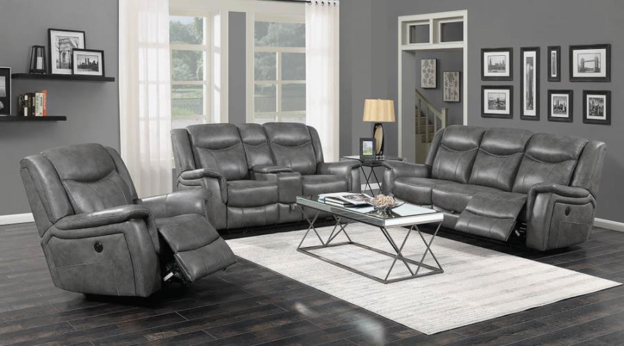 Conrad Upholstered Motion Loveseat Cool Grey