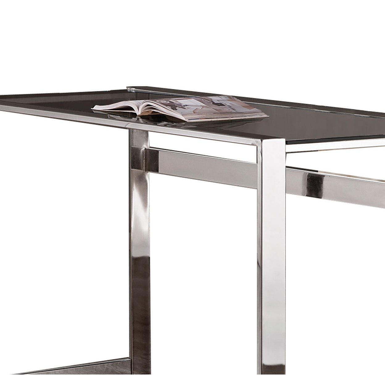 Hartford Glass Top Writing Desk Chrome