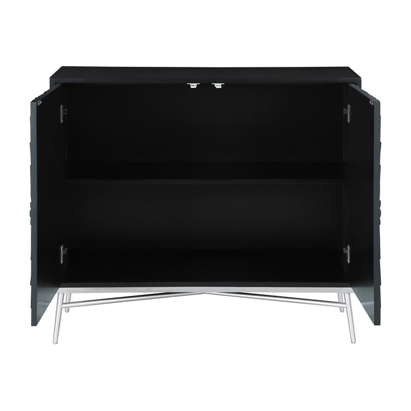 Rectangular 2-door Accent Cabinet Black and Silver