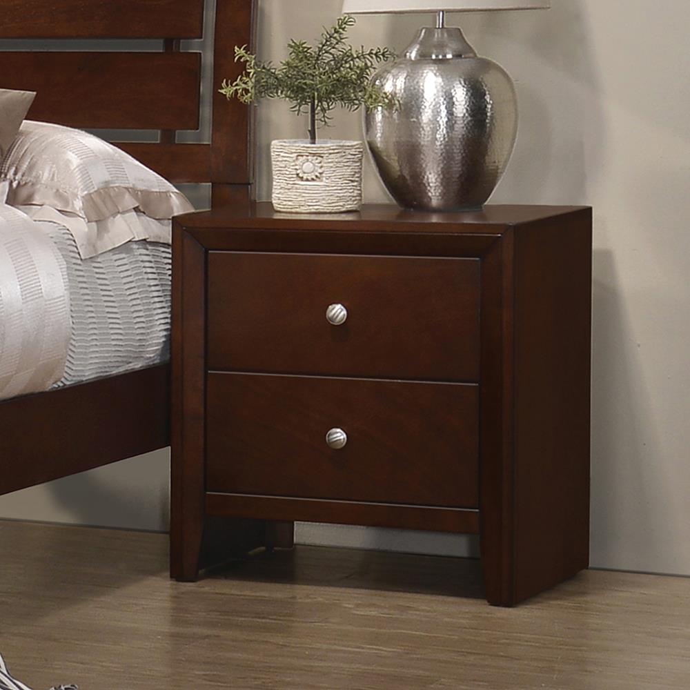 Serenity Rectangular 2-drawer Nightstand Rich Merlot