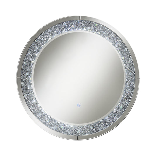 Round Wall Mirror with LED Lighting Silver