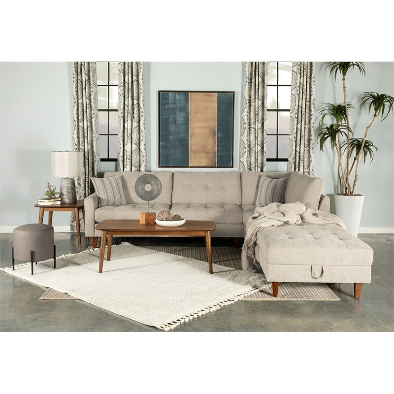 Barton Upholstered Tufted Sectional Toast and Brown