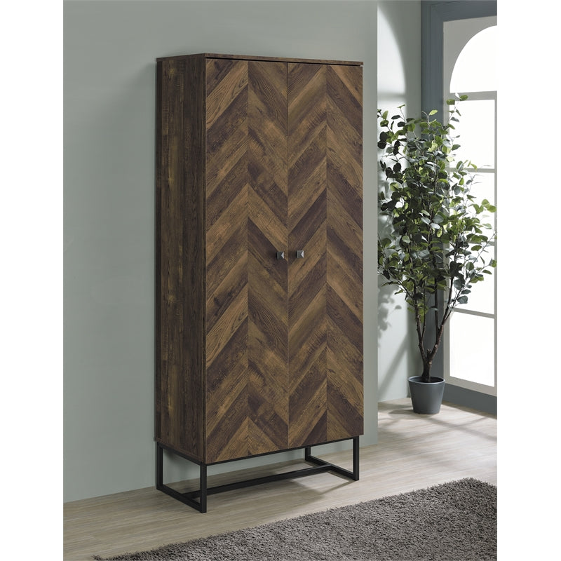 2-door Accent Cabinet Rustic Oak and Gunmetal