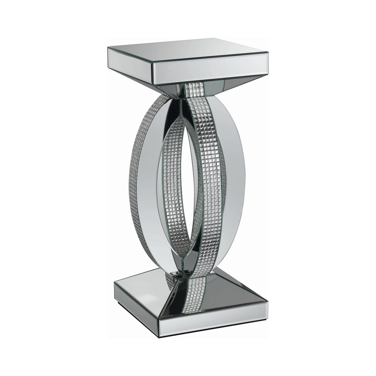 Avonlea Square End Table with Lower Shelf Clear Mirror