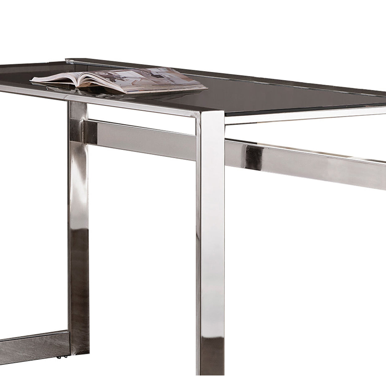 Hartford Glass Top Writing Desk Chrome