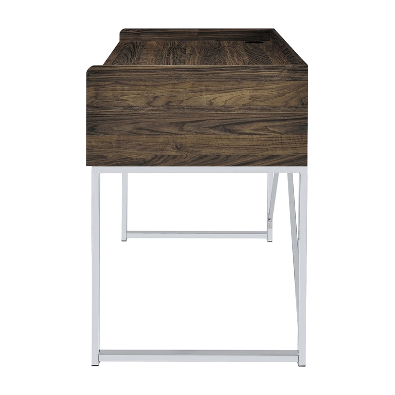 Angelica 3-drawer Writing Desk Walnut and Chrome