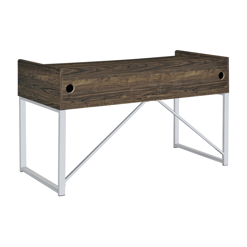 Angelica 3-drawer Writing Desk Walnut and Chrome