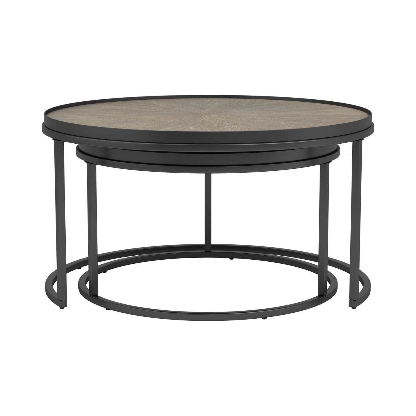 2-piece Round Nesting Tables Weathered Elm