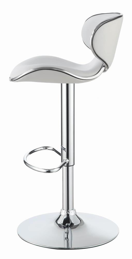 Edenton Upholstered Adjustable Height Bar Stools White and Chrome (Set of 2)