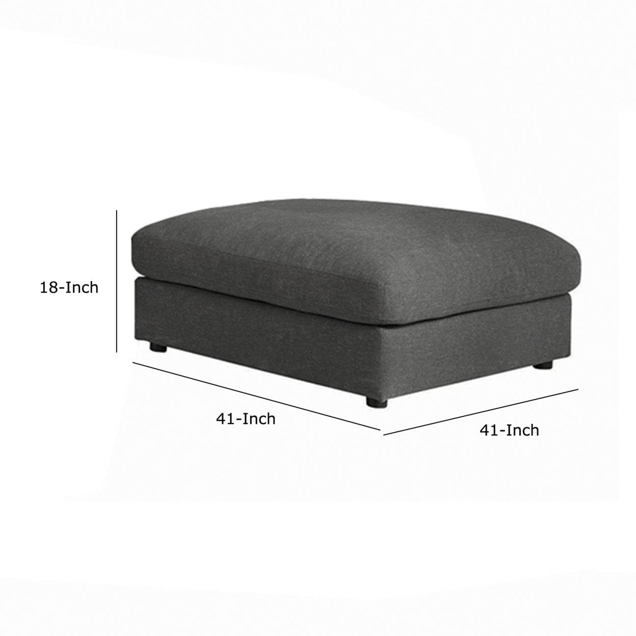 Serene Upholstered Rectangular Ottoman Charcoal