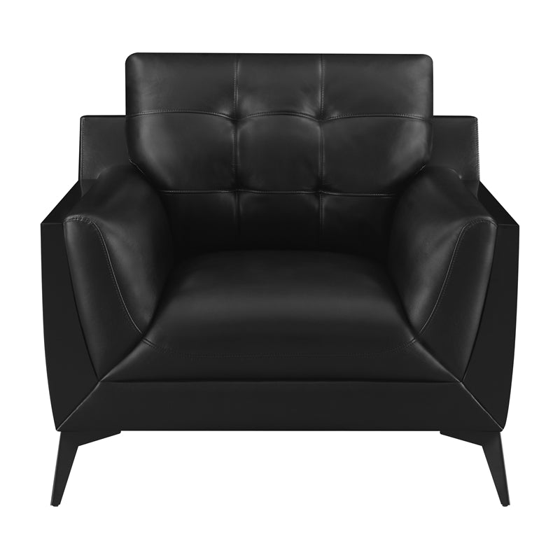 Moira Upholstered Tufted Chair with Track Arms Black