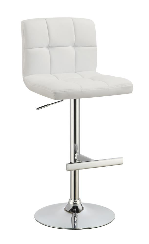 Lenny Adjustable Height Bar Stools Chrome and White (Set of 2)