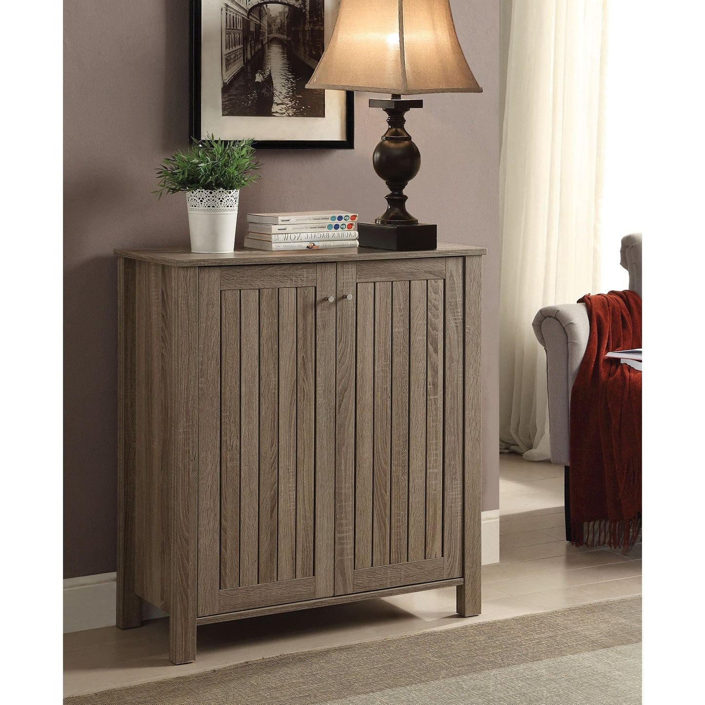 4-shelf Shoe Cabinet Dark Taupe