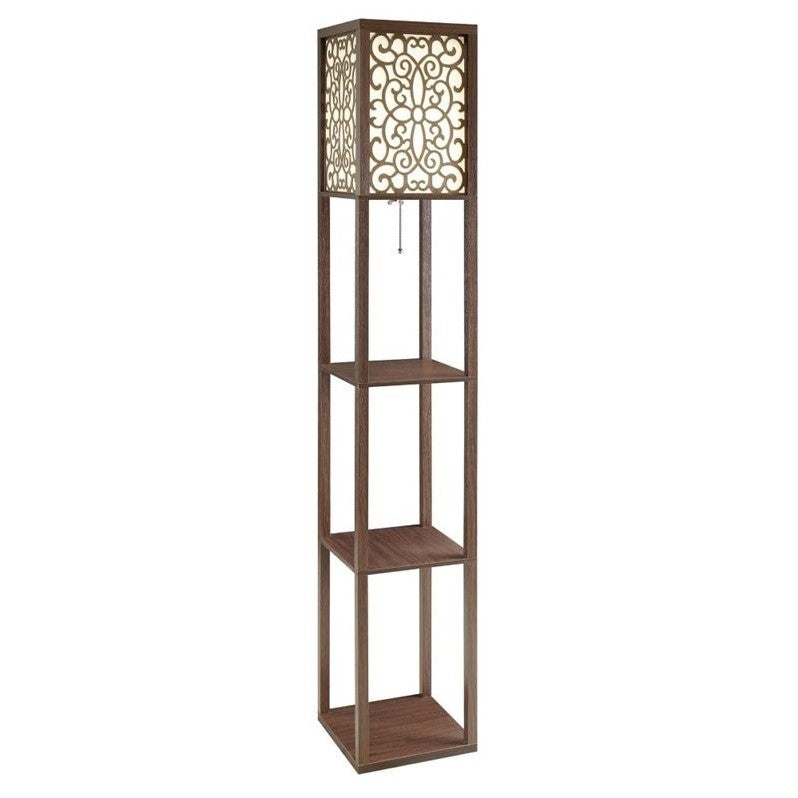 Square Floor Lamp with 3 Shelves Cappuccino