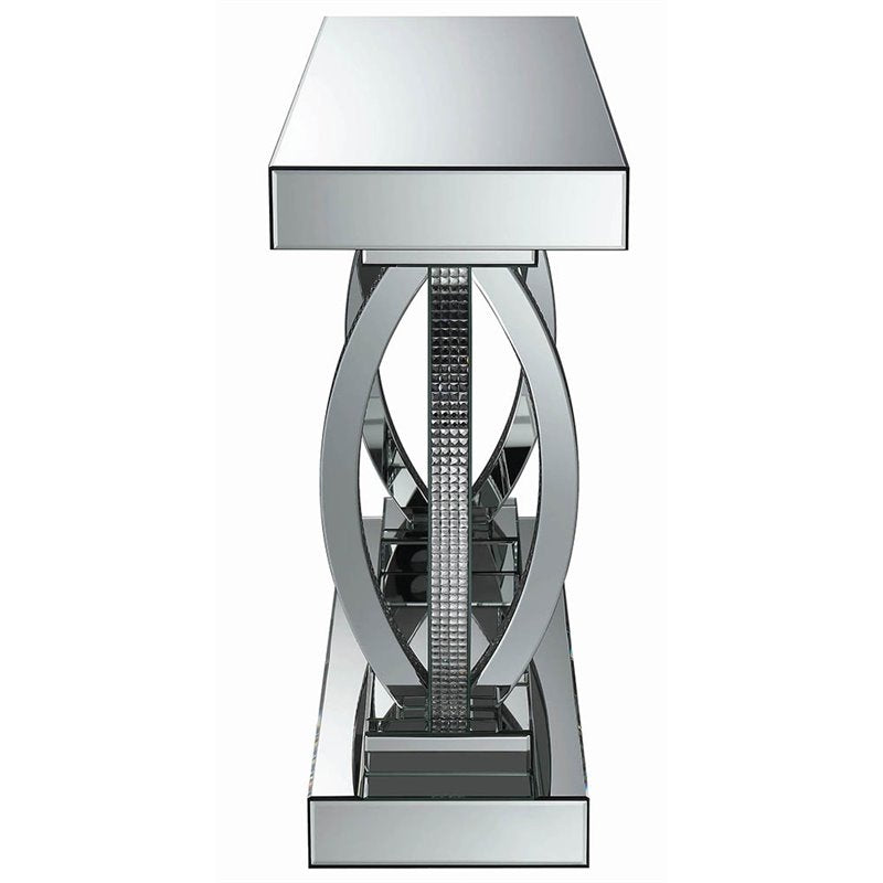 Rectangular Sofa Table with Shelf Clear Mirror