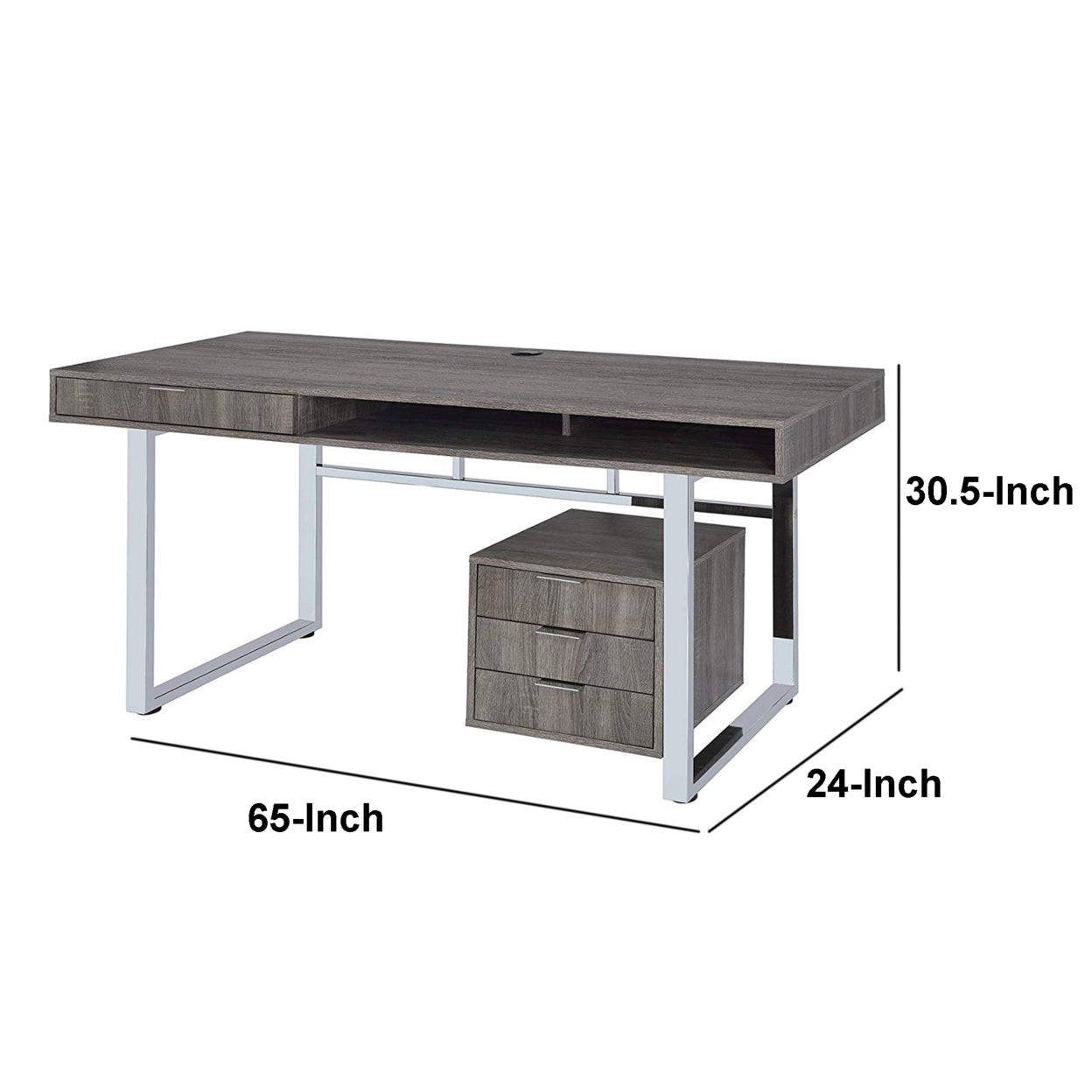 Whitman 4-drawer Writing Desk Weathered Grey