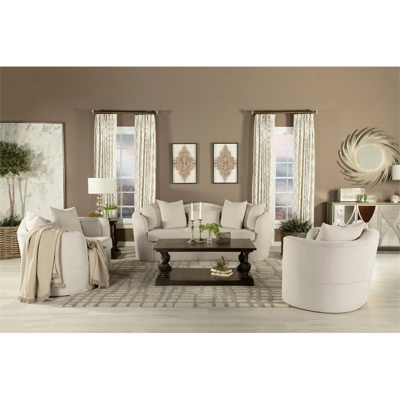 Kamilah 2-piece Upholstered Living Room Set with Camel Back Beige