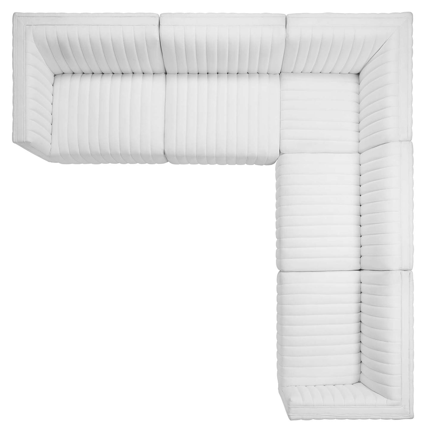 Conjure Channel Tufted Upholstered Fabric 5-Piece L-Shaped Sectional