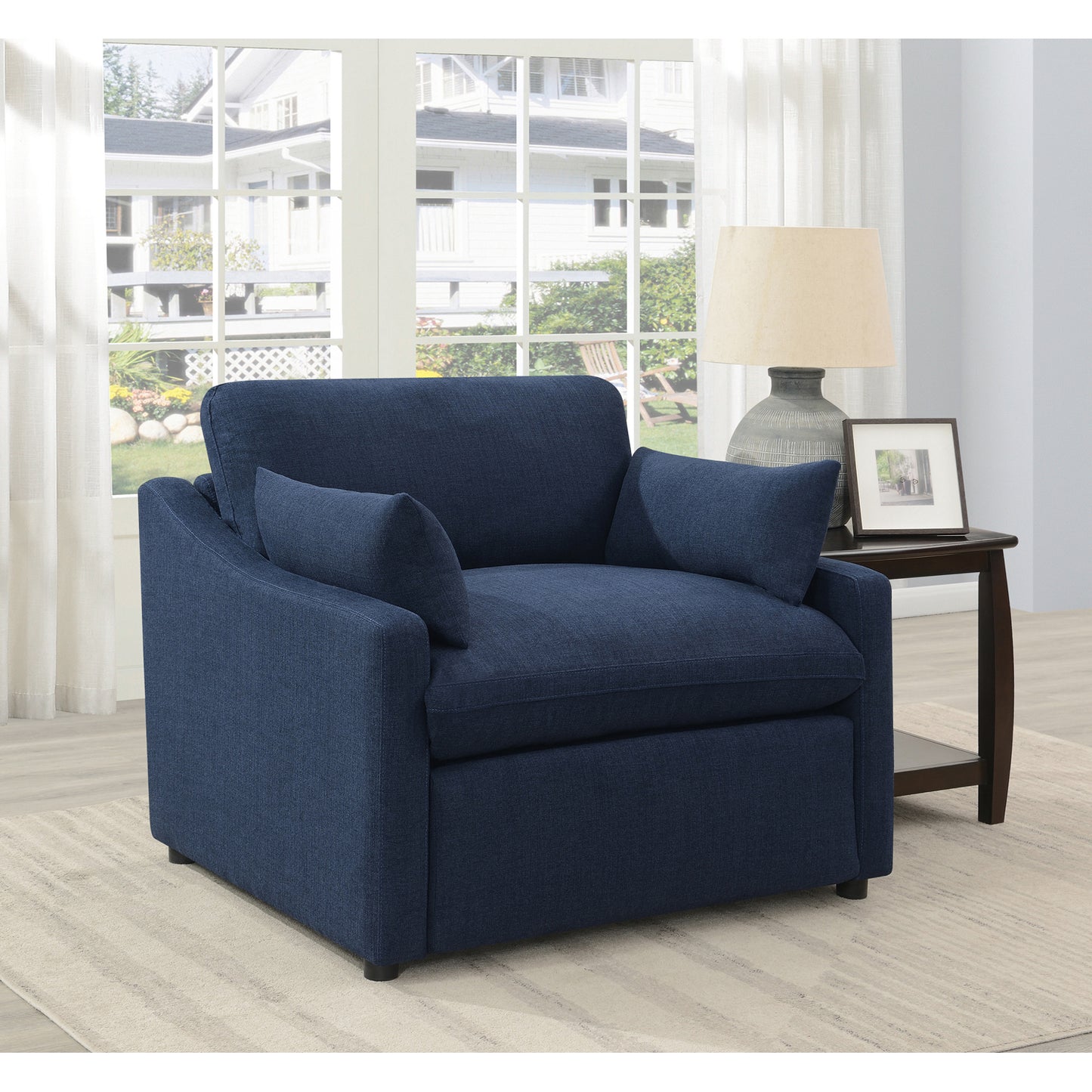 Destino Cushion Back Power Recliner Midnight Blue