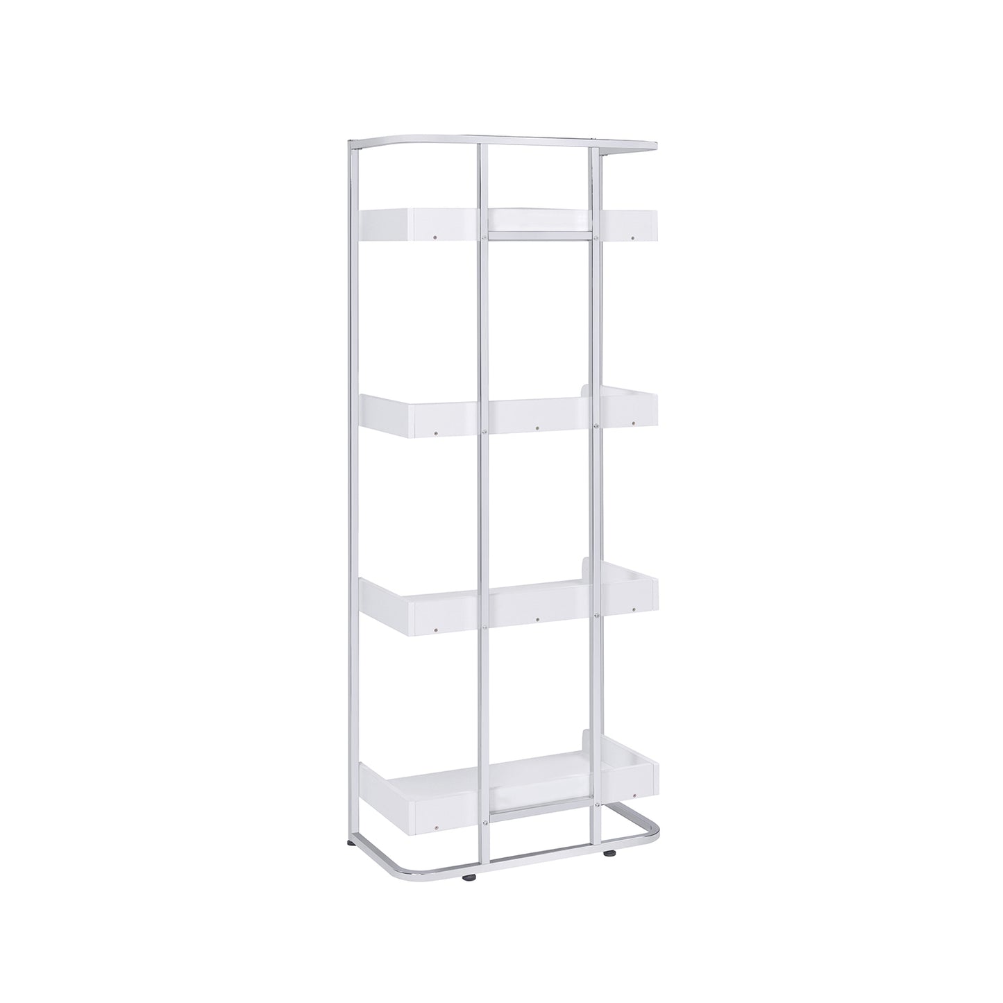Ember 4-shelf Bookcase White High Gloss and Chrome