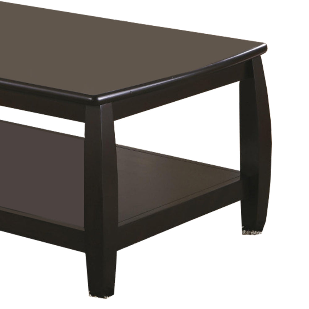 Rectangular Coffee Table with Lower Shelf Espresso