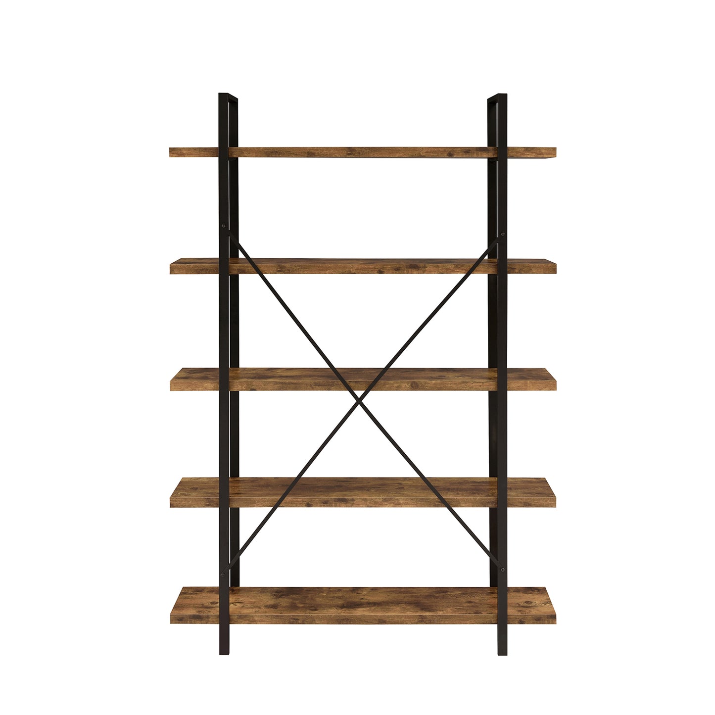 Cole 5-Shelf Bookcase Antique Nutmeg and Black