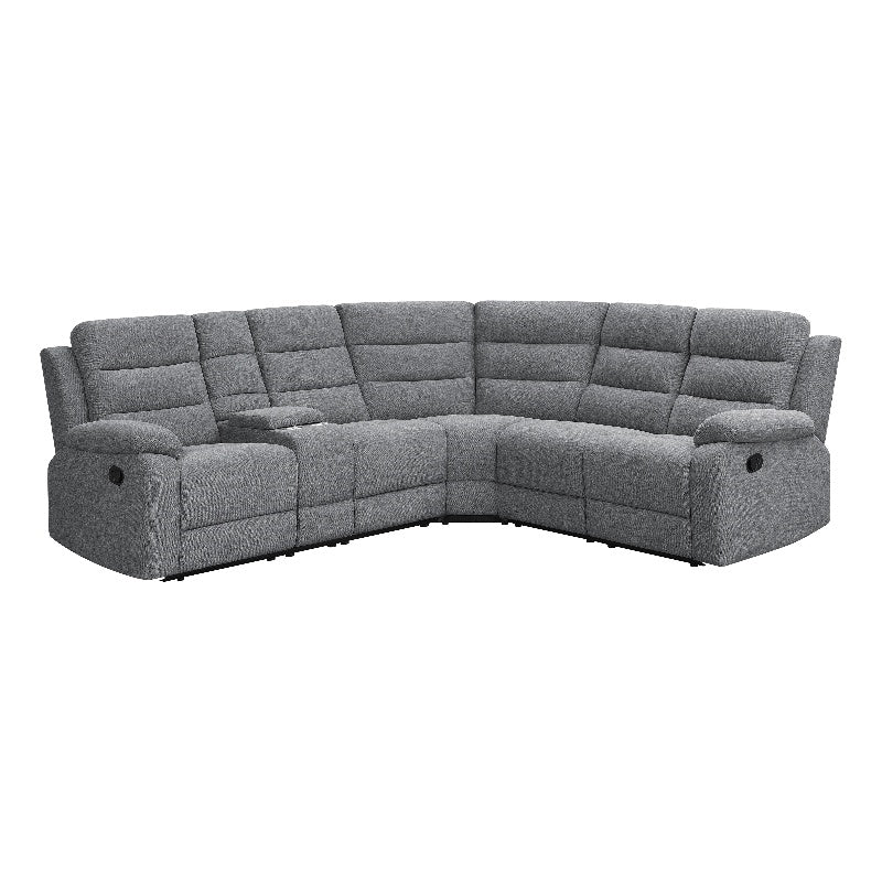 David 3-piece Upholstered Motion Sectional with Pillow Arms Smoke
