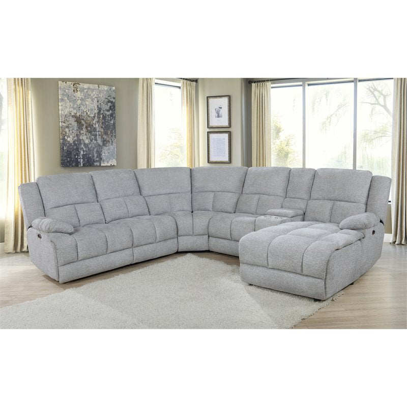 Belize 6-piece Pillow Top Arm Power Sectional Grey