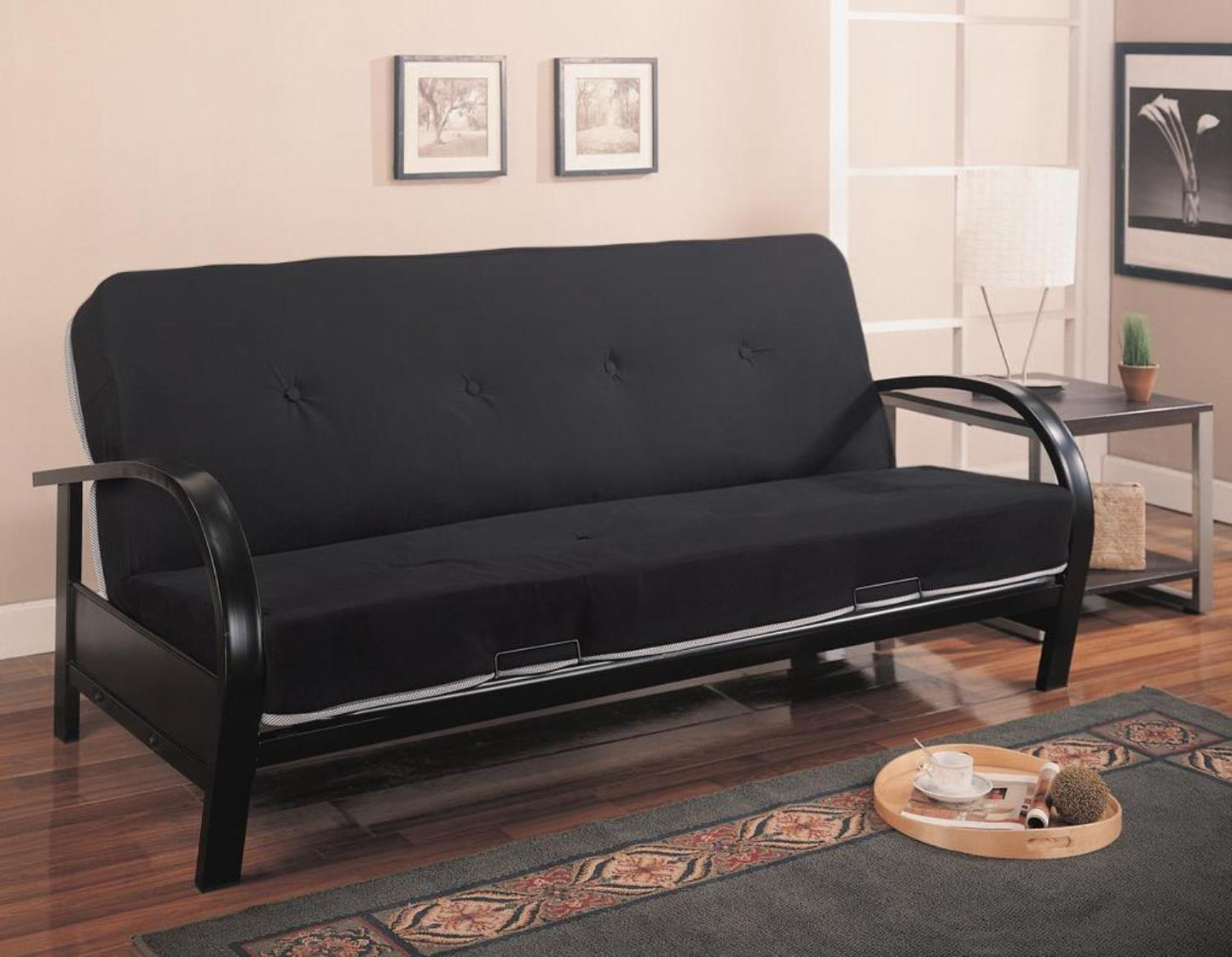 Metal Futon Frame Glossy Black