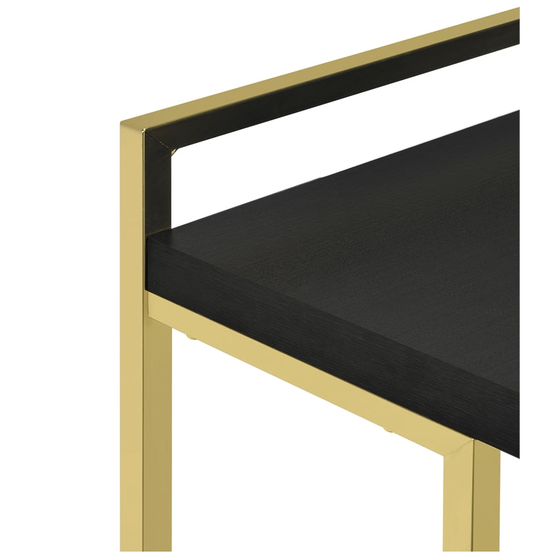 Rectangular Snack Table with Metal Base