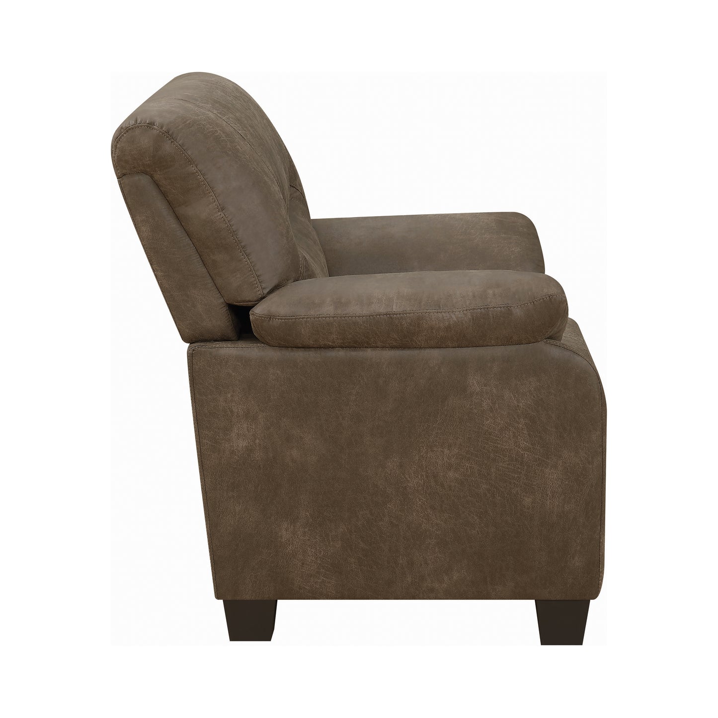 Meagan Upholstered Sofa Brown with Pillow Top Arms