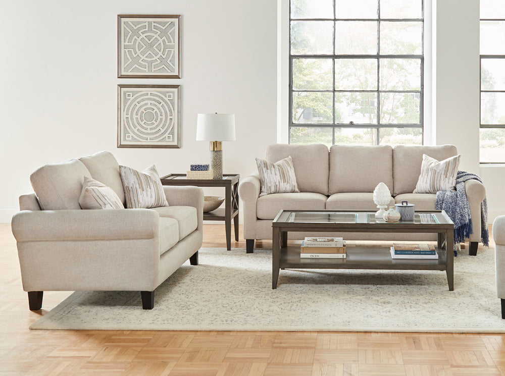 Nadine Upholstered Round Arm Sofa Oatmeal