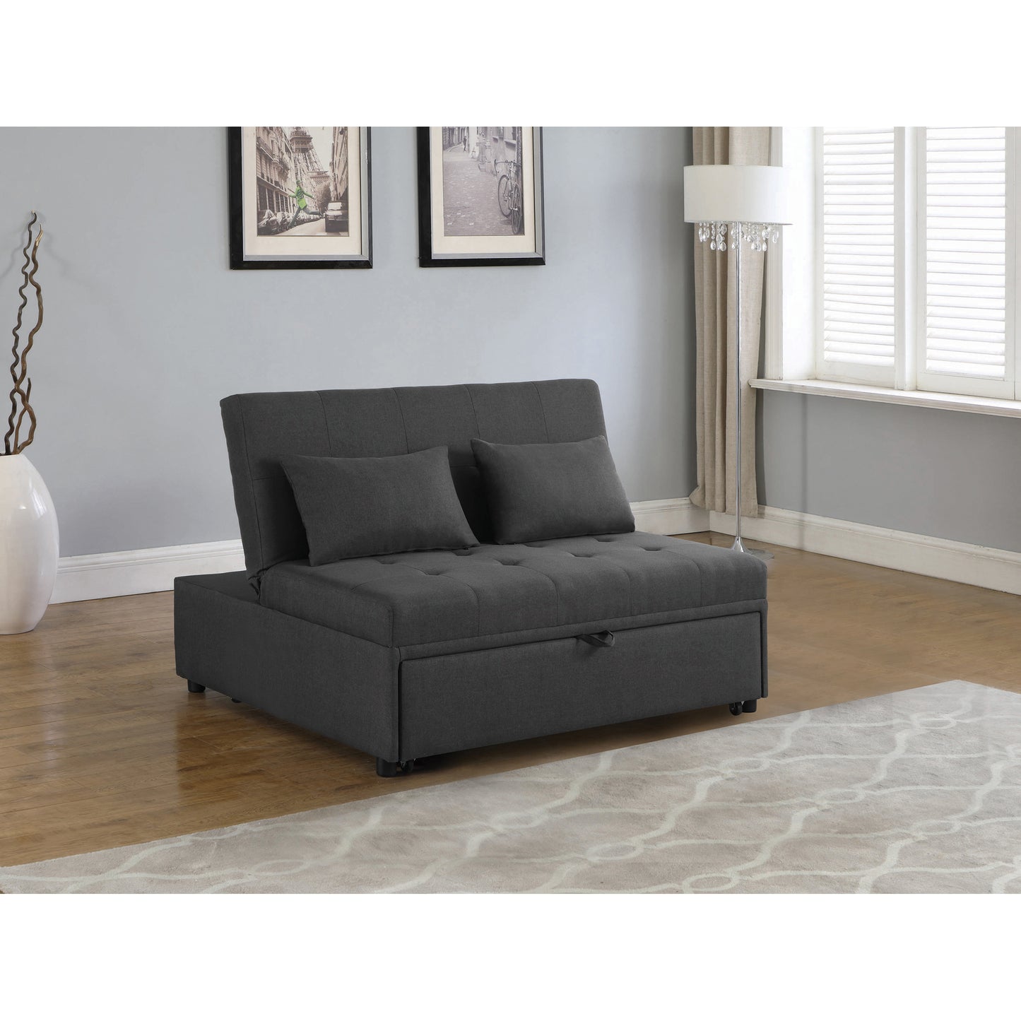 Lance Tufted Upholstered Sleeper Sofa Bed Grey