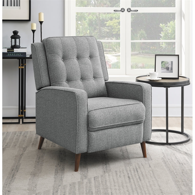 Upholstered Tufted Push Back Recliner Grey