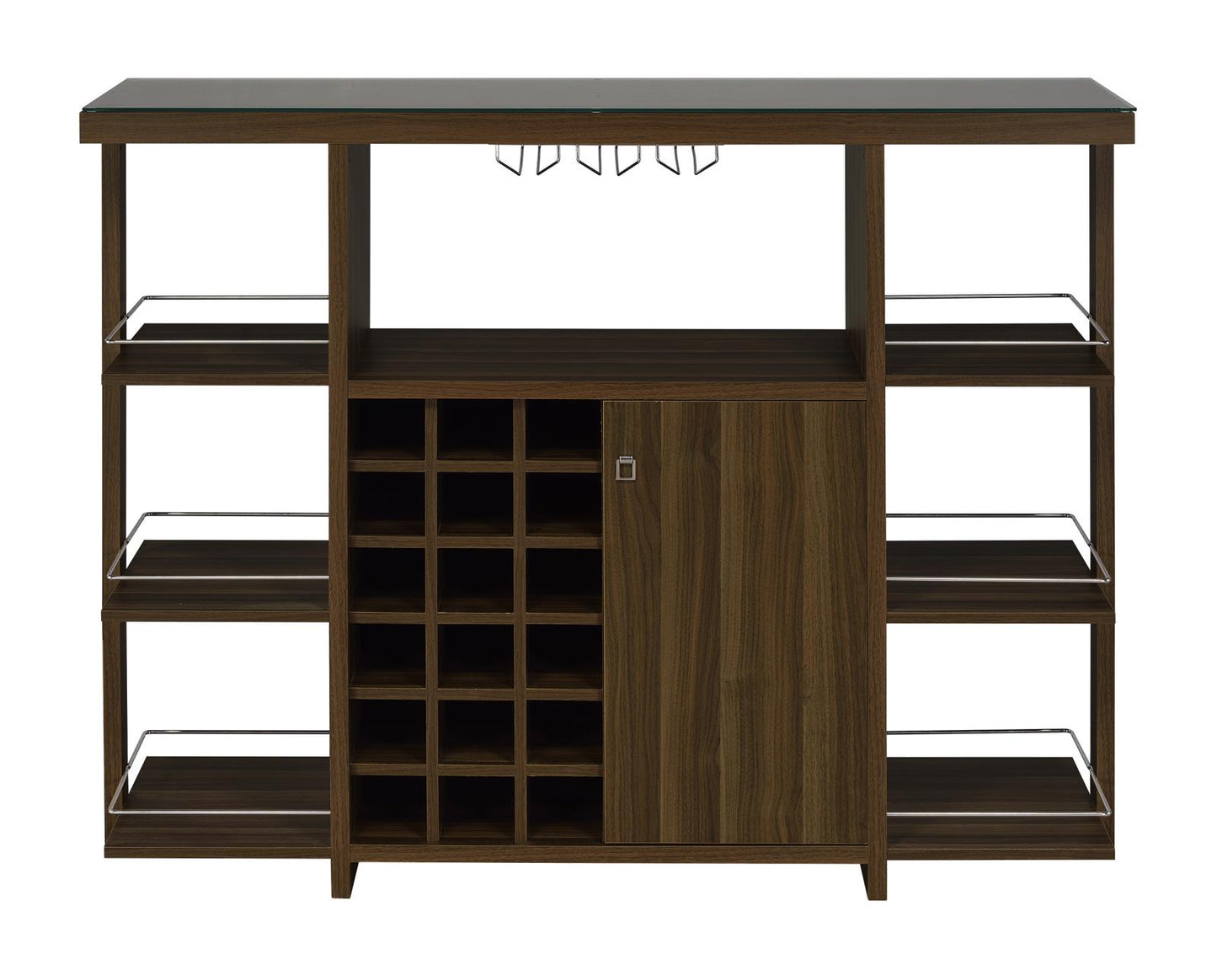 Diggs Bar Unit with Wine Bottle Storage Walnut